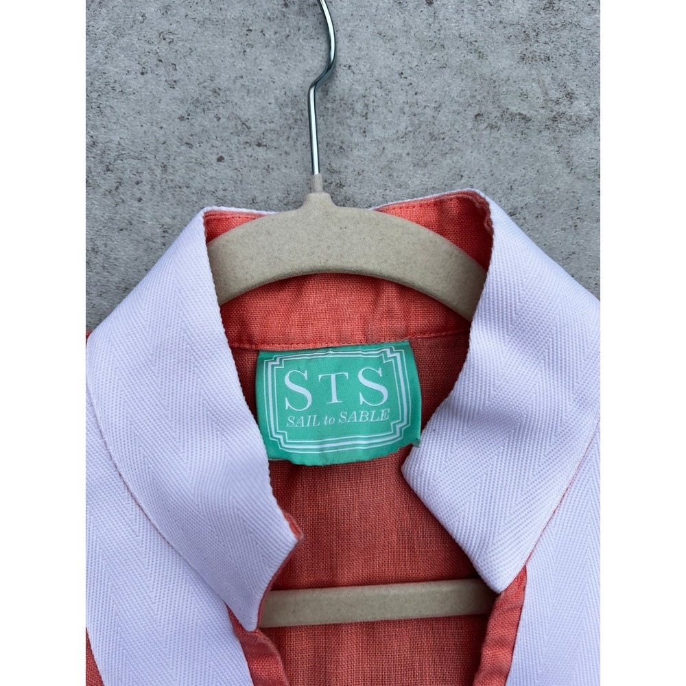 Sail to Sable Coral Pink Linen Sleeveless Tunic Shift Sun Dress Cover Cruise S - Picture 5 of 10